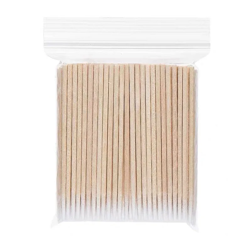 100Pcs Nails Wood Swab Clean Sticks Bud Tip Wooden Cotton Head Manicure Detail Corrector Nail Polish Remover Art Tool