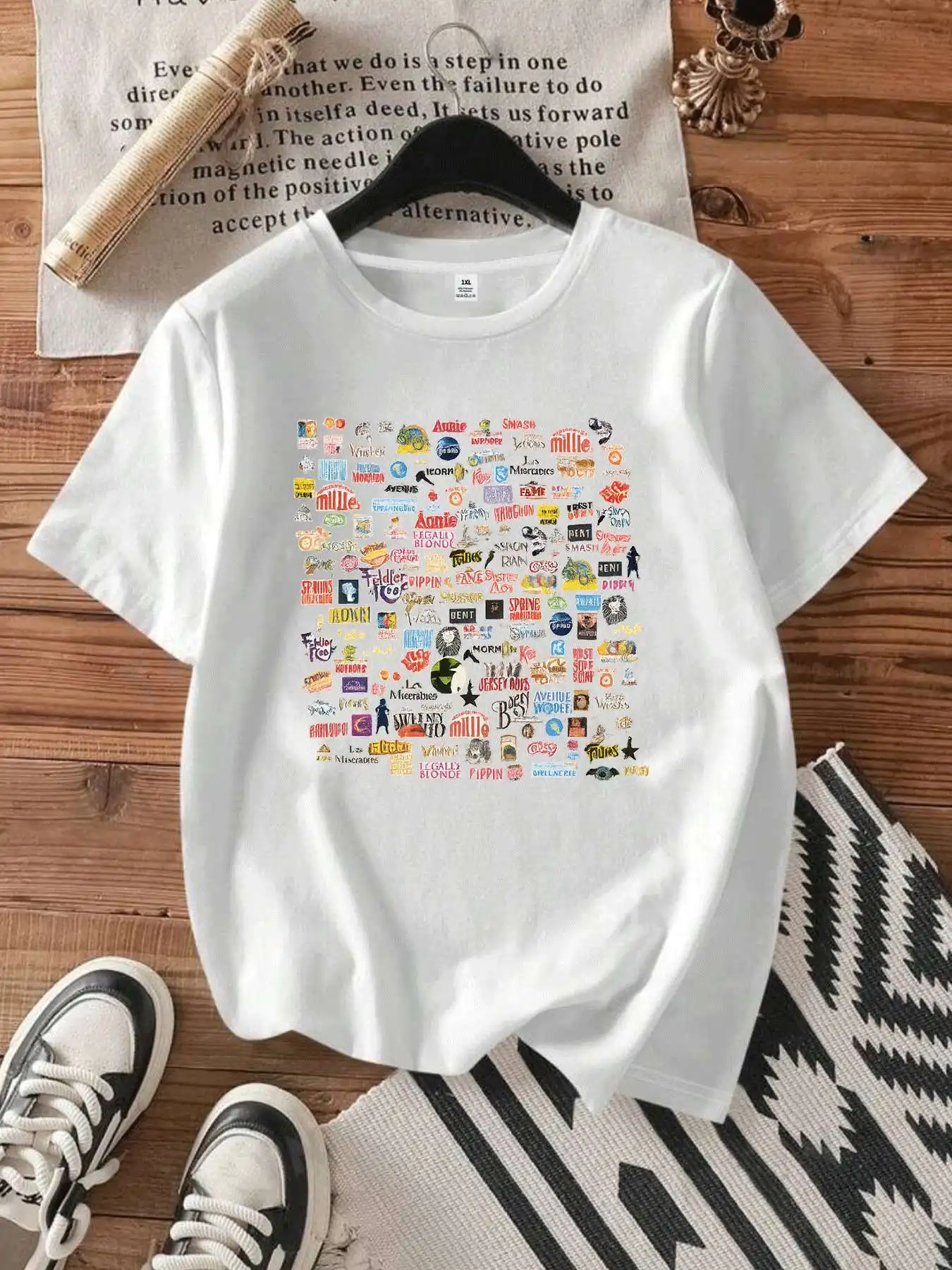 

【10115682】 Женская футболка больших размеров с круглым вырезом и короткими рукавами, эластичными половинными рукавами и модными принтами