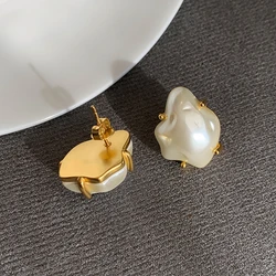 2022 New Elegant French Irregular Baroque Pearl Earrings for Women Simple Temperament Fashion Jewelry Girl Exquisite Accessories