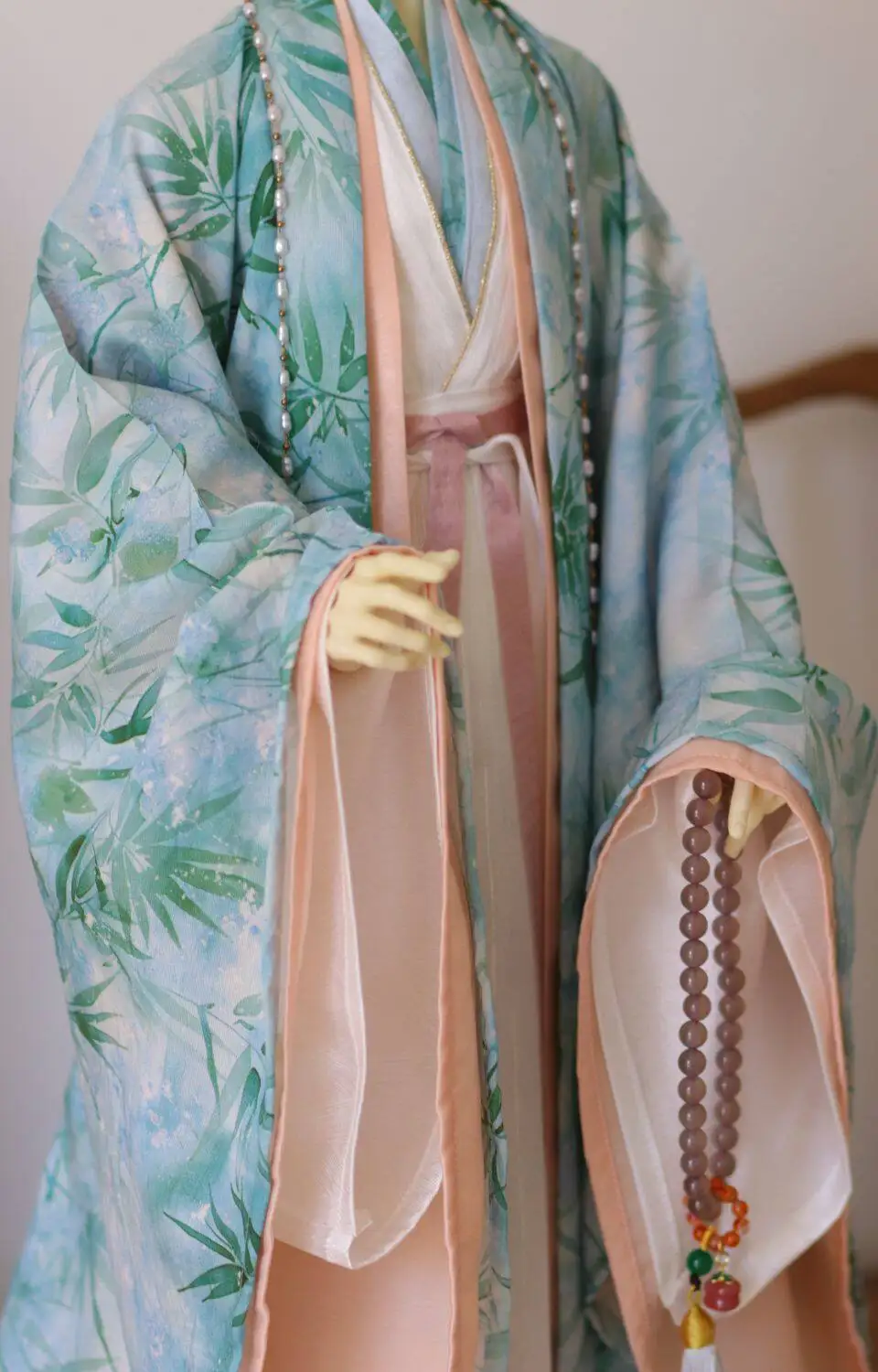 1/4 Strong Body 1/3 Doll BJD Hanfu Bamboo Print Robe Dress Outfit For MSD SD13 IOS80 Uncle Accessories Customized Size A1637