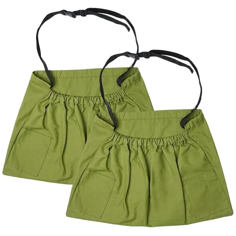 2Pcs Harvesting Apron Garden Harvest Apron Fruit Vegetable Collect Canvas Bag Apron With 2 Side Pockets Adjustable Garden Apron