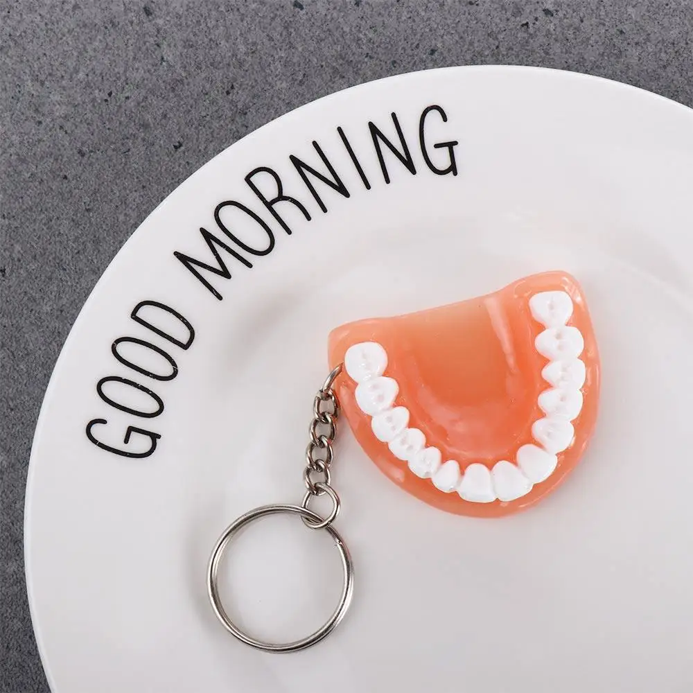 Creative Dental Decoration Simulation Resin Upper Jaw Teeth Pendant Teeth Keyring Denture Key Chain Tooth Key Chain