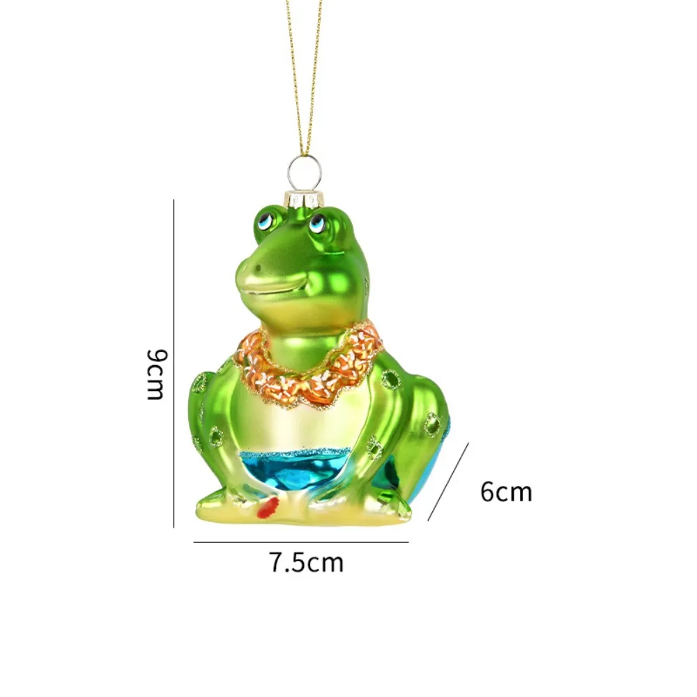 

Glass Painted Christmas Decorations Frog Crocodile Dinosaur Shape Green Hanging Ornaments Christmas Tree Pendant