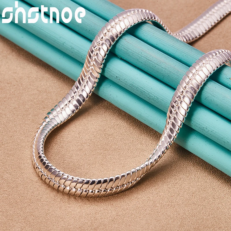 

SHSTONE 925 Sterling Silver 8mm Flat Snake Chain Necklace For Women Men Fashion Party Engagement Wedding Birthday Jewelry Gifts