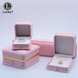 Pink Jewelry Box PU Leather Packaging Box Wedding Ring Box Necklace Bracelet Earring Jewelry Gift Box Jewelry Organizer Storage