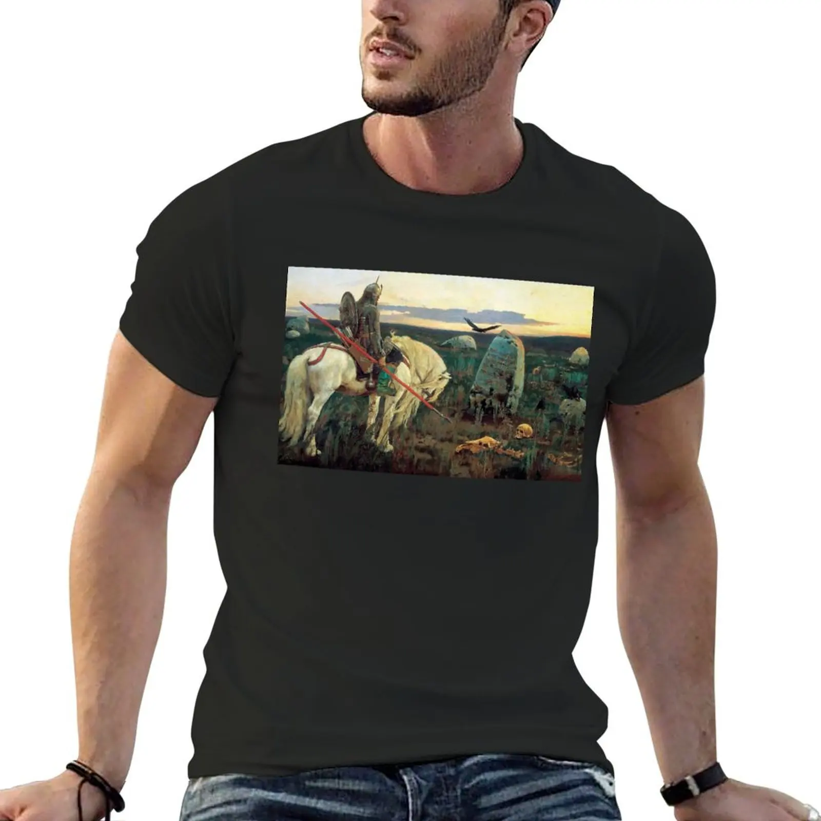 Knight at the Crossroads, by Viktor Vasnetsov T-Shirt Short sleeve tee sports fans baggy shirts customs Men's t-shirts