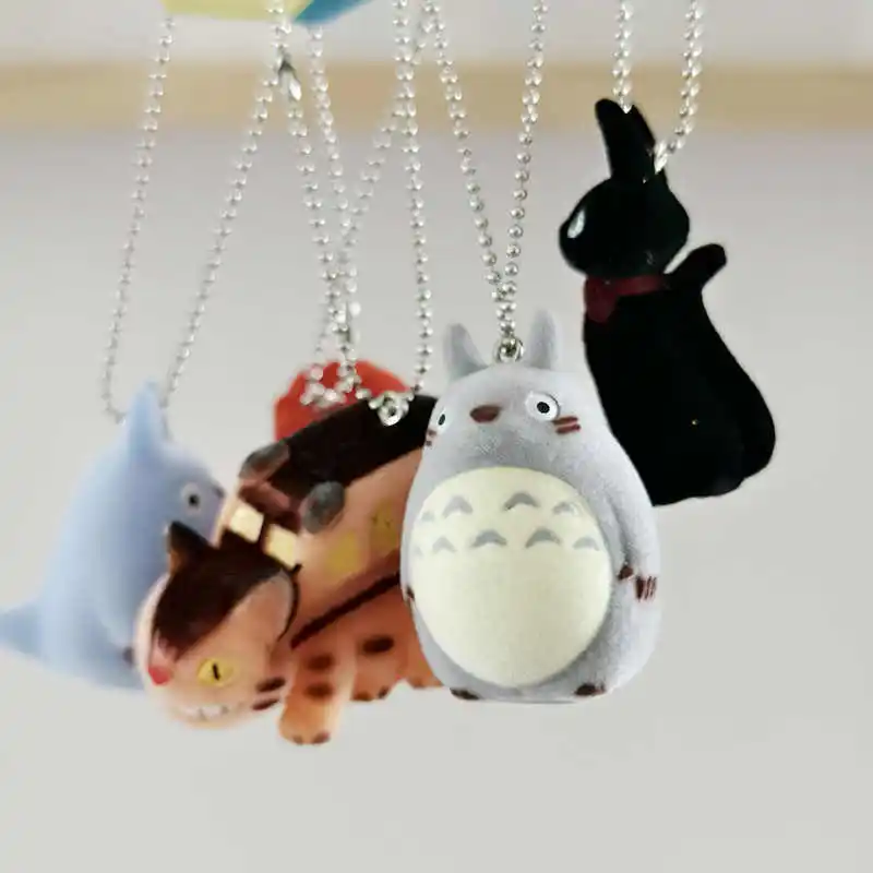 6Pcs Hayao Miyazaki Anime Totoro Keychain Cute Car Key Ring Accessory Backpack Pendant Ponyo Key Chain Decoration Kid Toy Gift