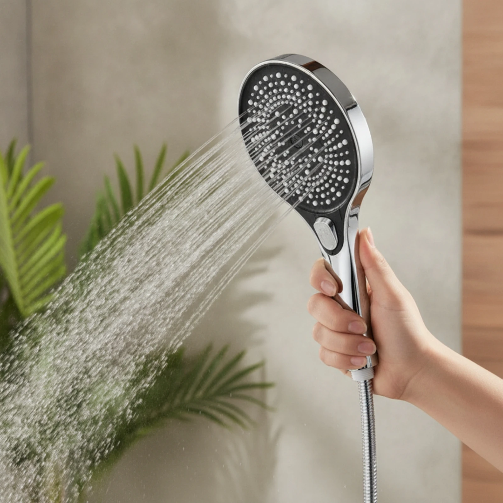 Handheld Shower Head 3-Mode Shower Head with Stop Button High-Pressure Universal Fit for Bathroom