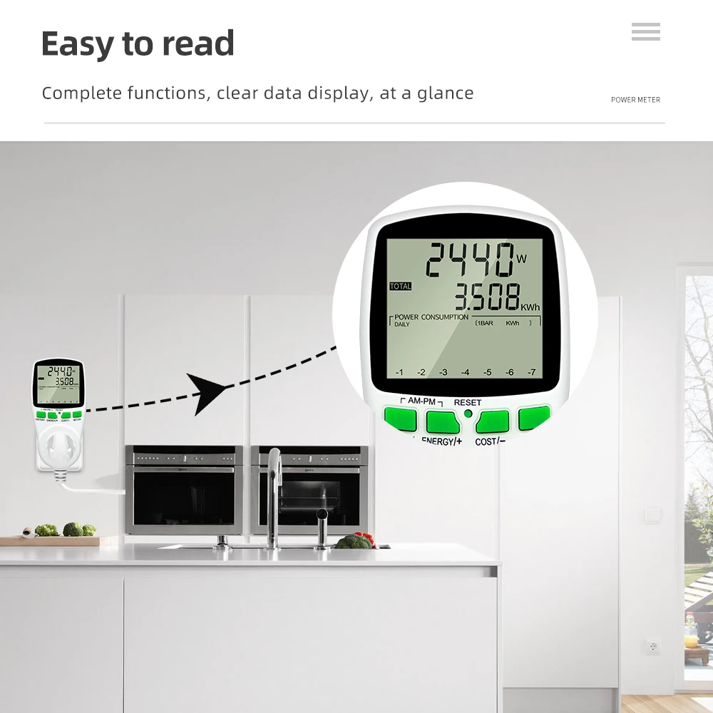 Spina ue/FR/usa wattmetro digitale di tensione 220V misuratore di potenza ca consumo Watt energia KWh presa analizzatore di elettricità Monitor