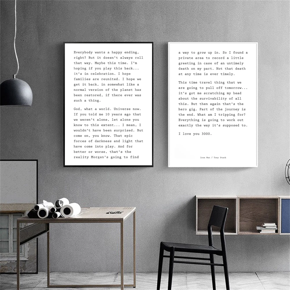 

MINISO Iron Man Final Speech Canvas Poster The Avengers Endgame Quote Prints I love you 3000 For Bedroom Living Room Home Decor