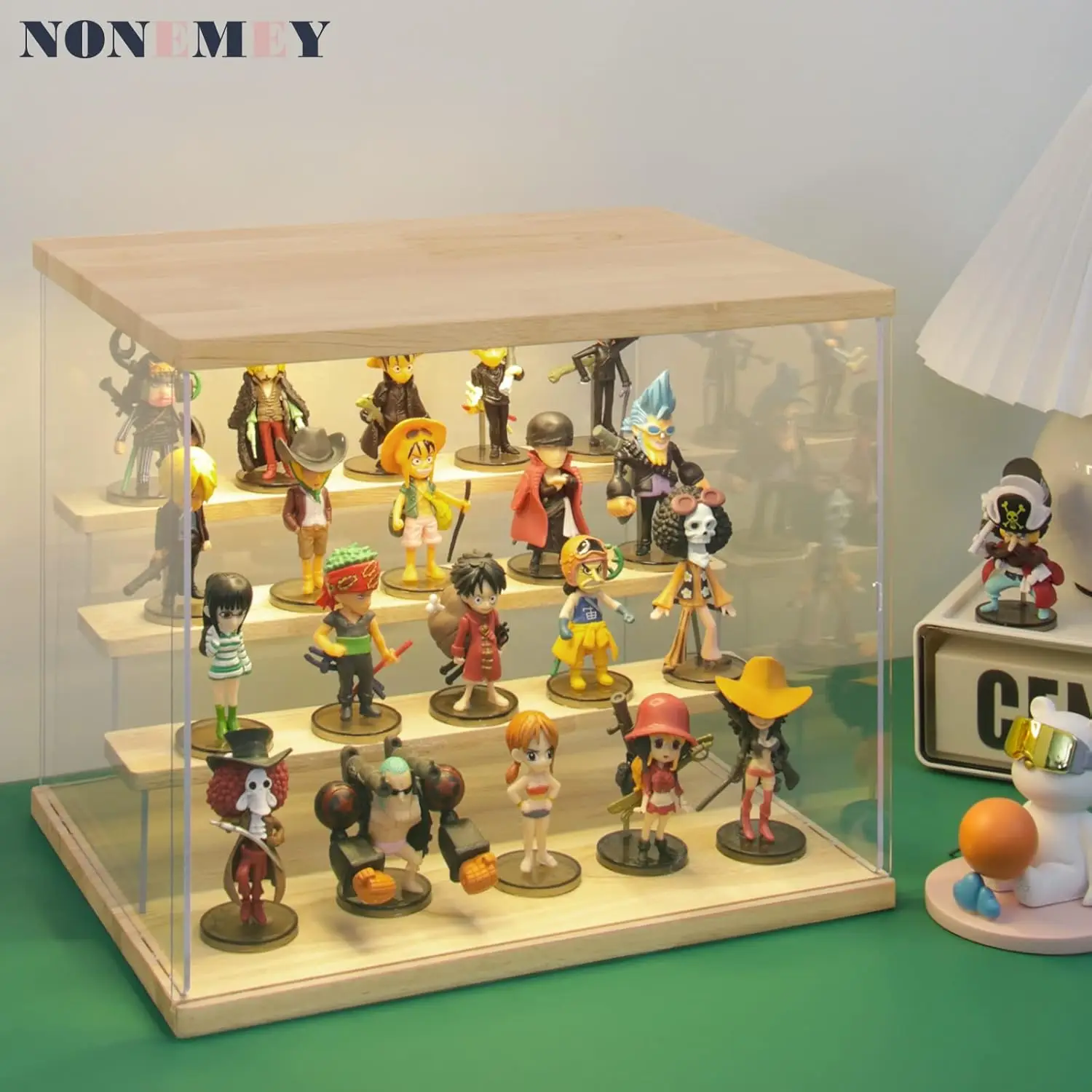 Clear Acrylic Display Case with Light ,3/4/5/6 Tier Multiple Color Lights via Remote Control Dustproof Display Box for Collectib