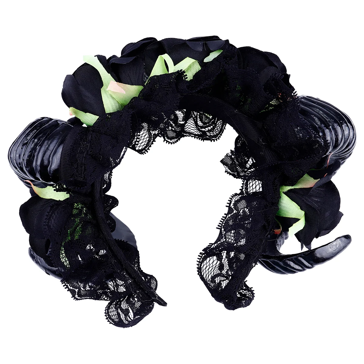 Halloween Black Rose Headband Horn Hair Hoop Gothic Fashion Clothing Accessories Women