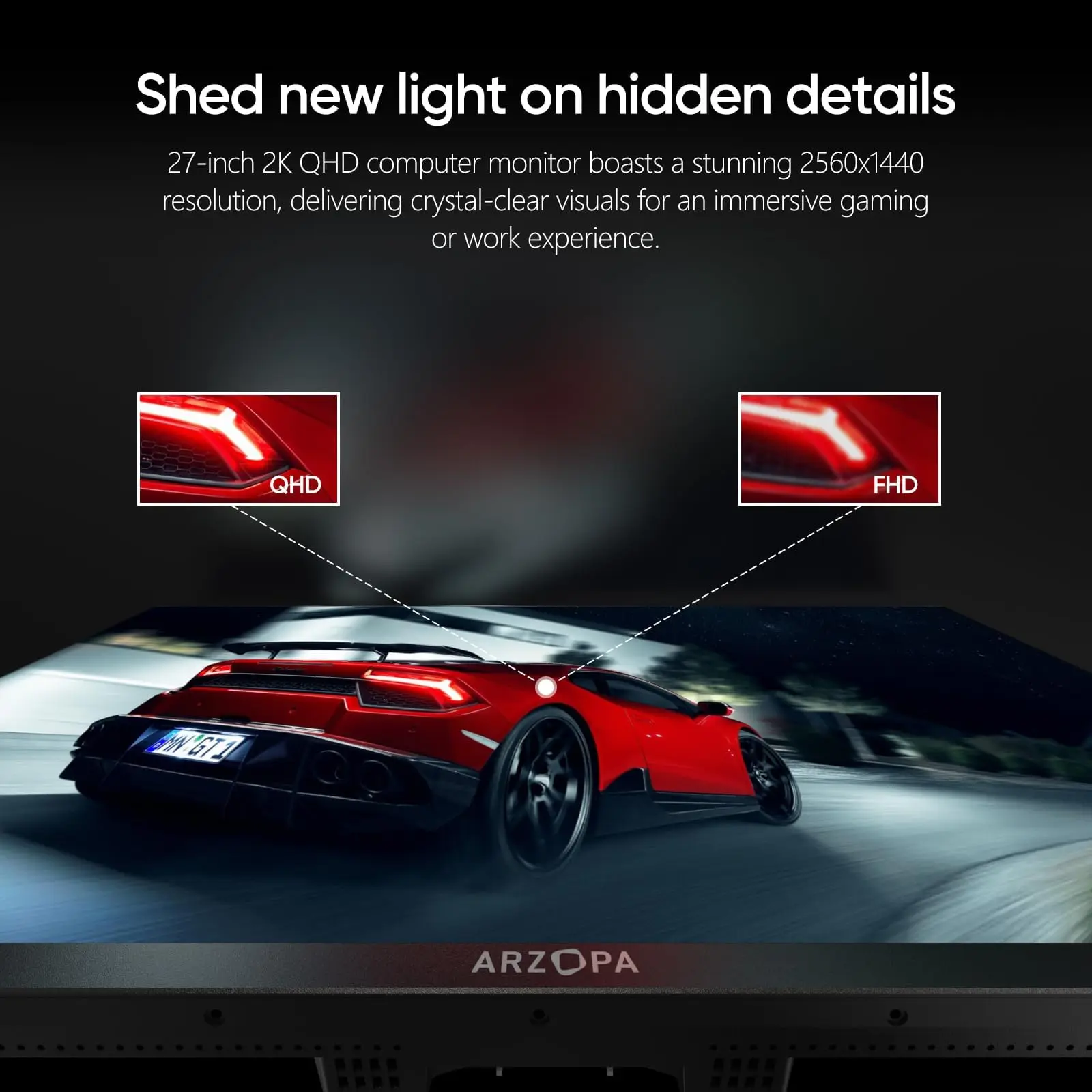 ARZOPA 27 Zoll 180 Hz QHD 2560 x 1440 115% sRGB Monitor Schnelles IPS-Computer-PC-Display FreeSync Gaming-Monitor M1RC Ansicht 6