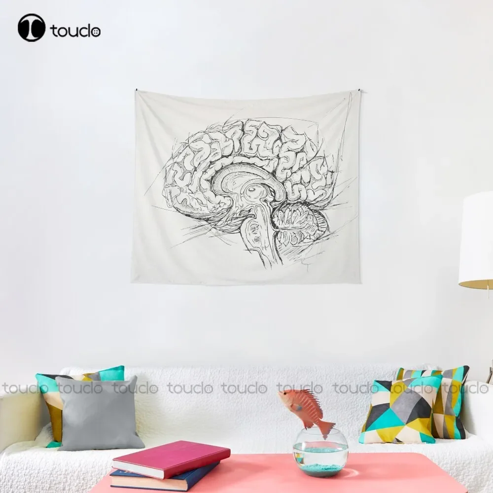 Brain Human Anatomy Anatomical Study Vtapestry Yellow Tapestry Blanket Tapestry Bedroom Bedspread Decoration Art Home Decoration