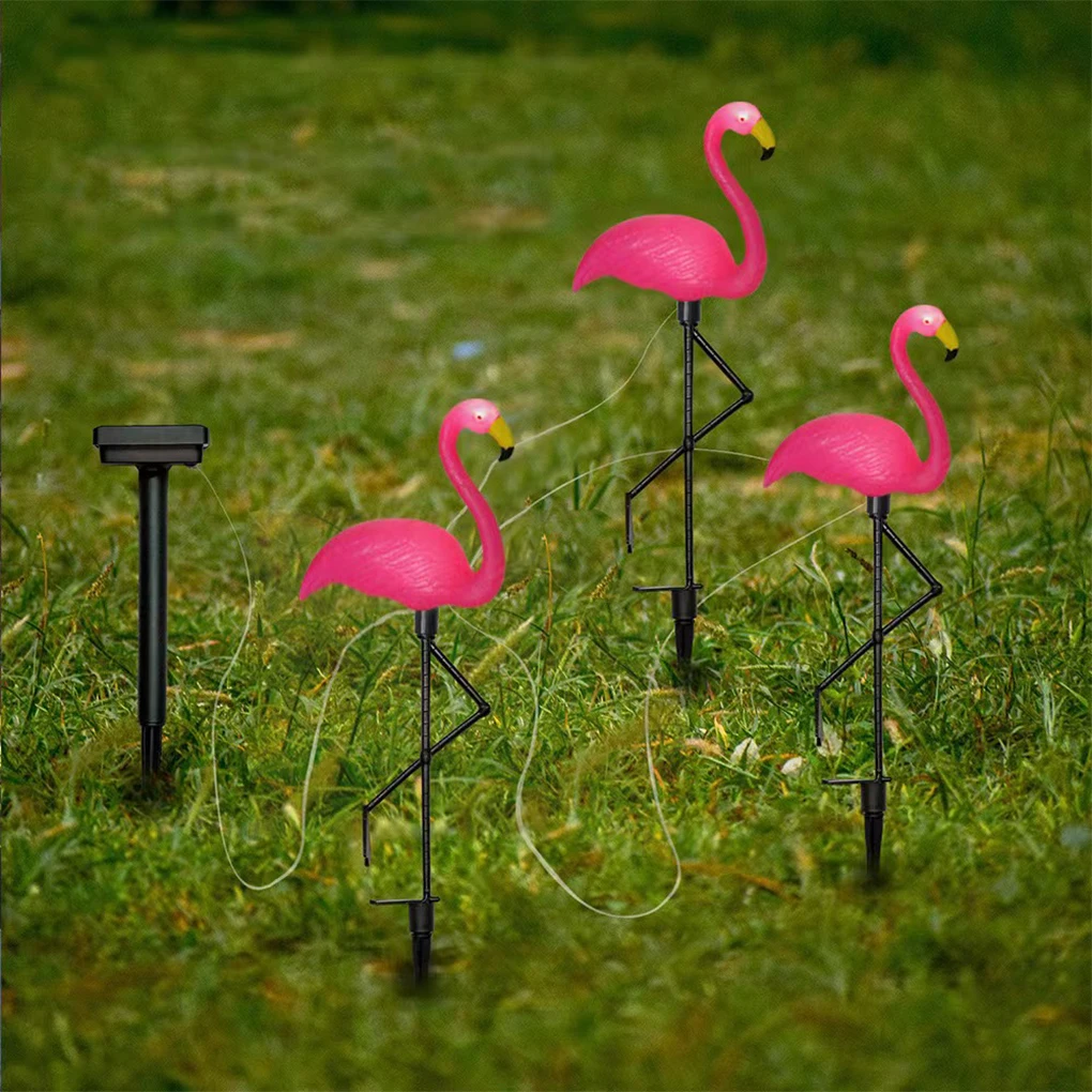 Pink Flamingo Solar Light Outdoor Courtyard Decoration Light Waterproof Garden LED Patio Walkway Light with Lights Ground Lamp