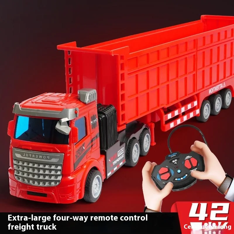 RC สีแดงรีโมทคอนโทรลของเล่นรถบรรทุกเด็กขนส่งวิศวกรรมยานพาหนะรุ่นรถเด็ก Heavy Duty จําลอง Cargo ของขวัญ