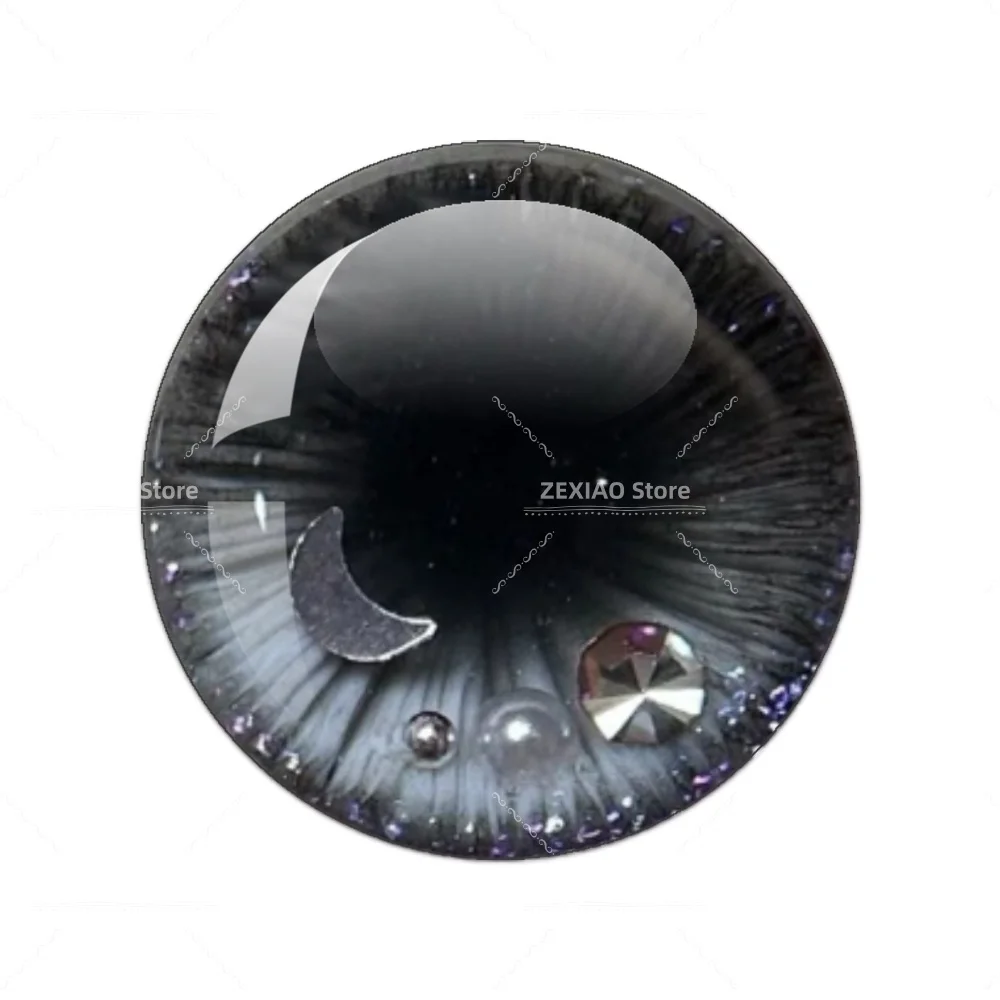 12pcs/Bag Blythe Doll Pupil Eyes Chips Anime Black Series 10mm-40mm Glass Eye DIY Jewelry Making Supplies Bulk Items Wholesale view 2