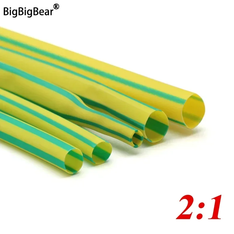 1/3/5m 2:1 Heat Shrink Heat Shrink Tube Yellow Green Diameter 1mm ~ 50mm Wire Repair DIY Cable Protecctor Tubing Sleeving Wrap