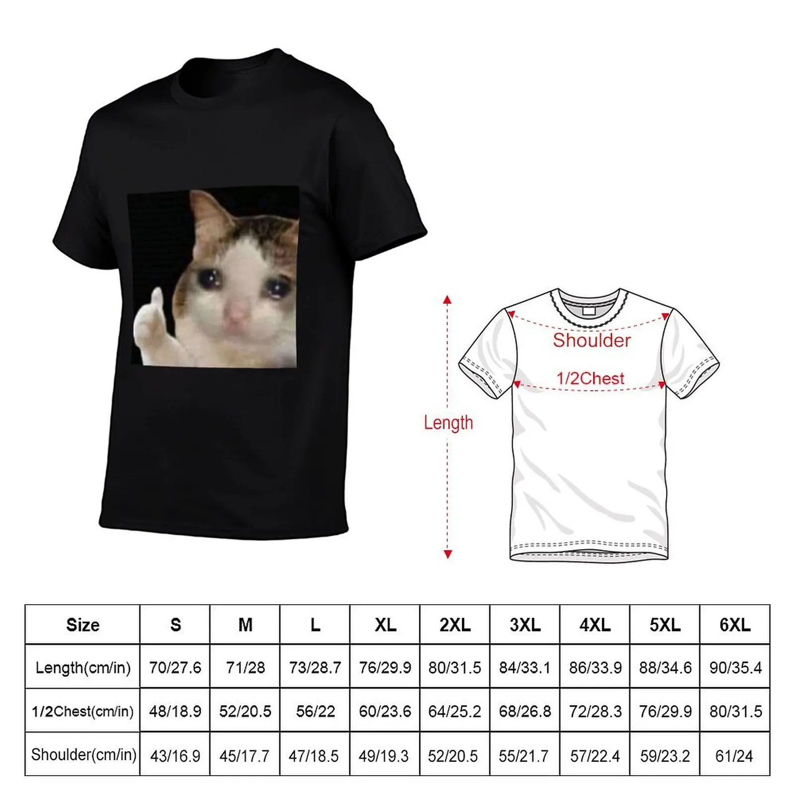 Sad Wholesome thumbs up cat T-Shirt luxury designer sweat t shirts for men