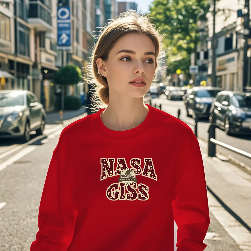 Hoodie Plush thickened Men Women's O-Neck Sports Quality Winter 'NASA GISS' Letters print Cotton Casual Long Sleeve Clothing