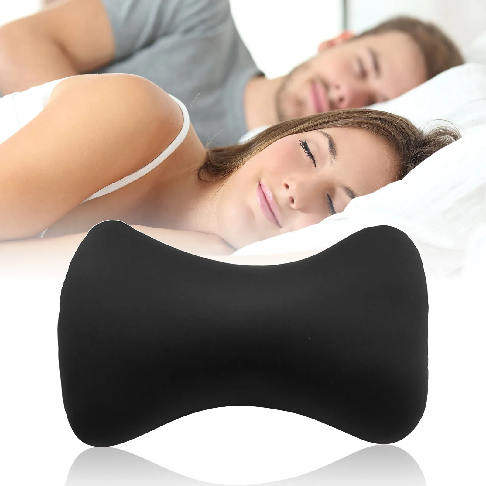 Bone Shape Roll Pillow Mini Cushion Microbead Back Sofa Cushion Throw Cozy Pillow Travel Home Office Sleep Neck Support Pillow