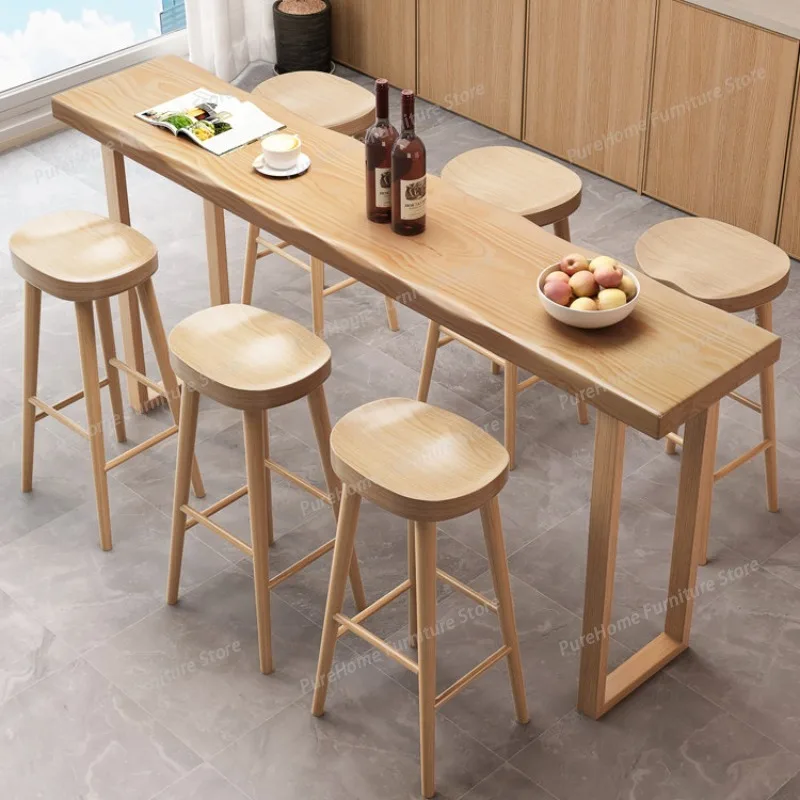

Nordic Modern Minimalist Solid Wood High-Leg Bar Table - Wall-Mounted Long Table for Indoor & Commercial Use Bar Furniture