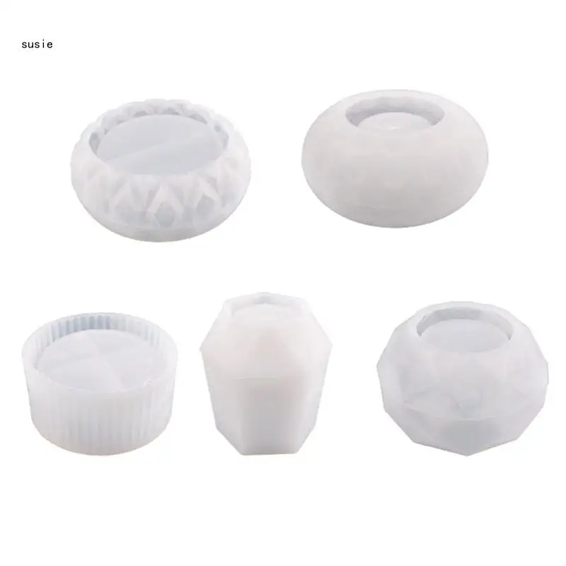 X7YA DIY Succulent Plant Mold Flower Pot Silicone Mold Planter Vase Epoxy Mold Polygonal Vase Resin Mold Storage Holder Mold