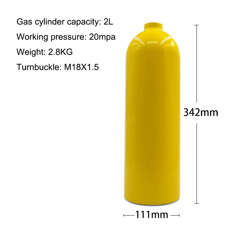 High Pressure Diving Oxygen Tank, Aluminum Alloy Cylinder, 1L, 2L, Diving Oxygen Tank, 20Mpa