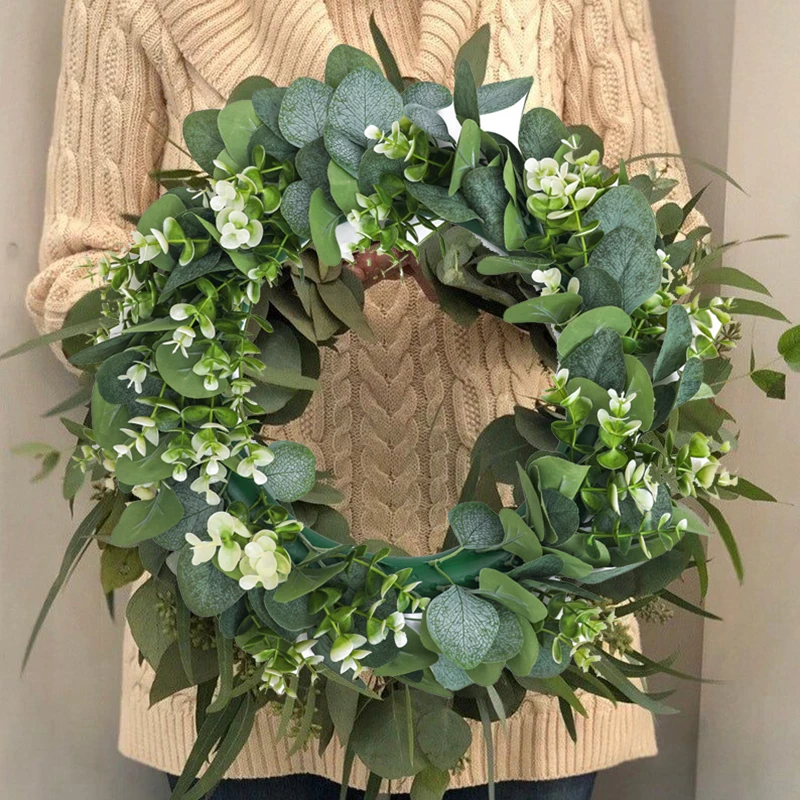 Eucalyptus wreath Artificial plants Background Wall window decorative Wedding party supplies Gifts Diy Christmas home decoration