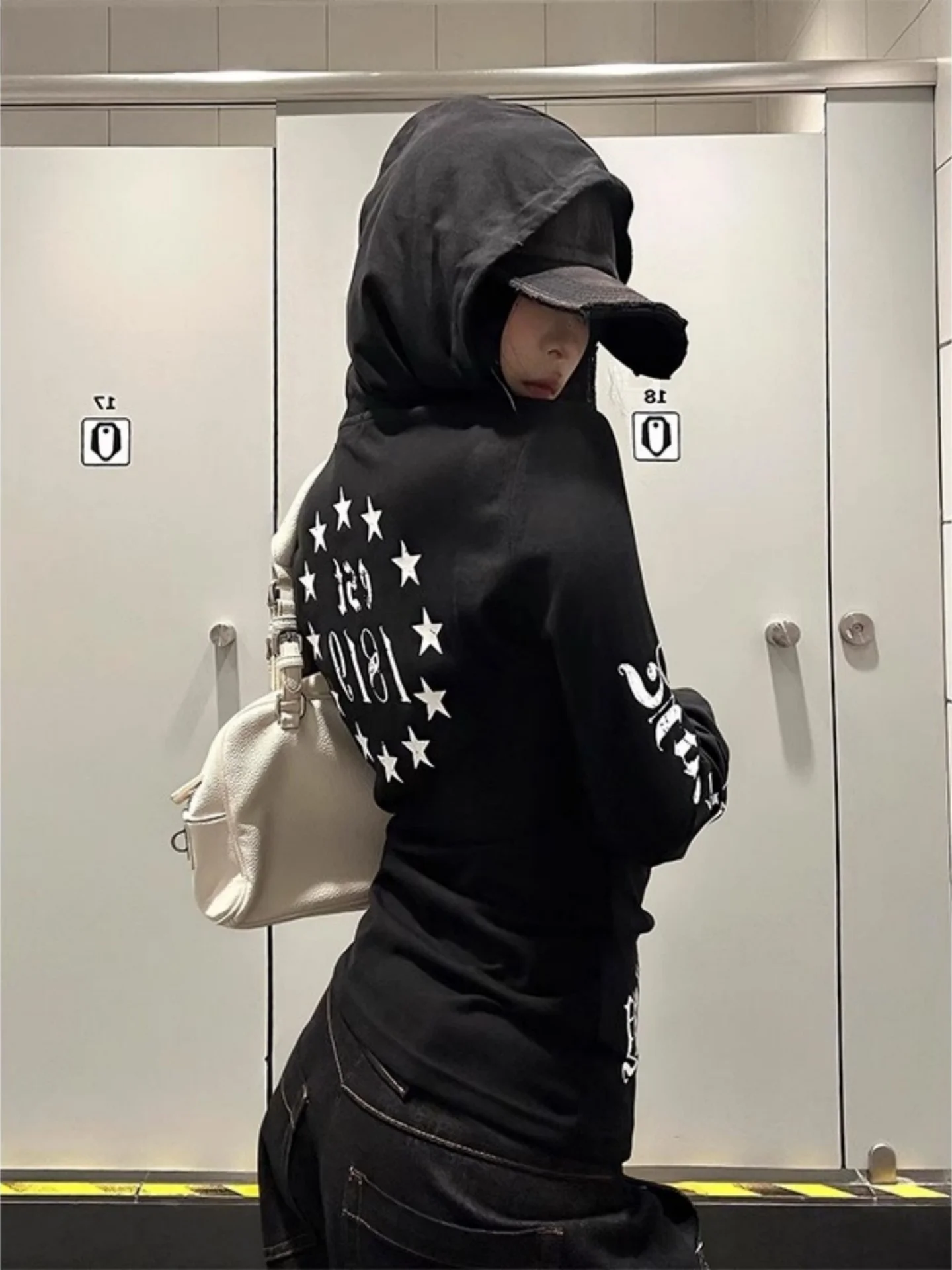 تي شيرت نسائي بغطاء للرأس من American Sle Long Sve للحماية من الأشعة فوق البنفسجية بقصة ضيقة ومتعدد الاستخدامات وطباعة كاجوال من نسيج البوليستر ملابس صيفية #1