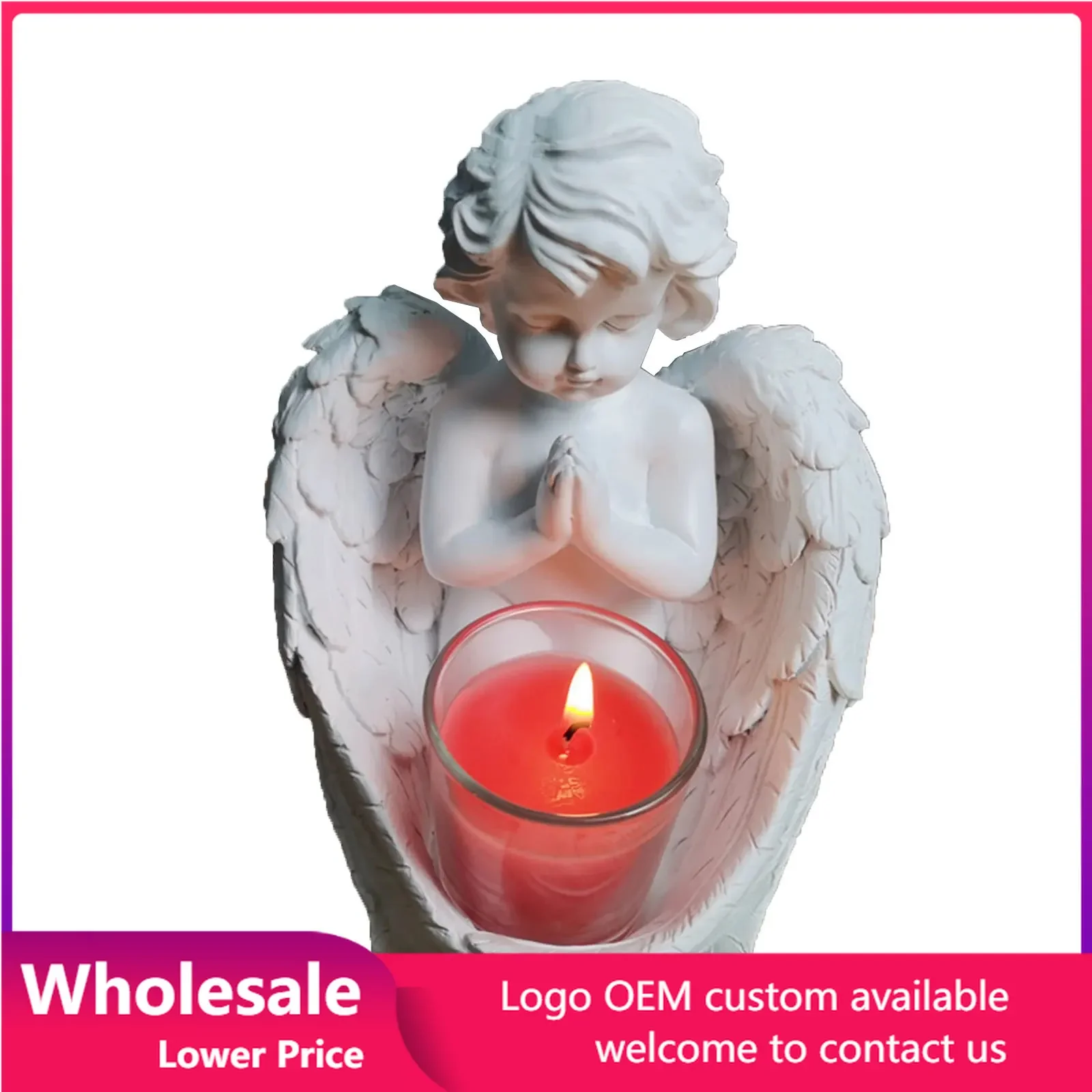 

Candlestick Angel Shape Statue Decoration Candle Holder Nordic Style Resin Statue Sleepling Angel Candle Mould Desktop Ornament