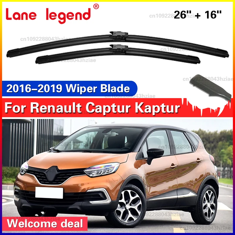 

Wiper LHD Front Wiper Blades For Renault Captur Kaptur 2016 2017 2018 2019 Windshield Windscreen Window Car Rain Brushes 26"+16"