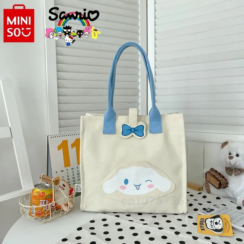 MINISO 2024 New Women's Handbag Fashionable High Quality Women's Shoulder Bag Cartoon Casual Large Capacity Girl Shopping Bag