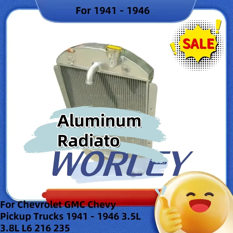 Bestseller Fit 1941 - 1946 Chevrolet GMC Chevy Pickup Trucks 3.5L 3.8L L6 216 235 Radiador de aluminio 1942 1943 1944 1945