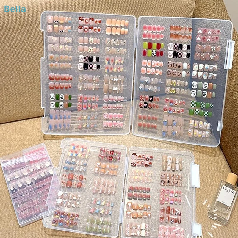 〔Y〕Fake Nail Storage Book, Transparent Press On Nails Display Organizer, Reusable Nail Tip Storage Album for Nail Art