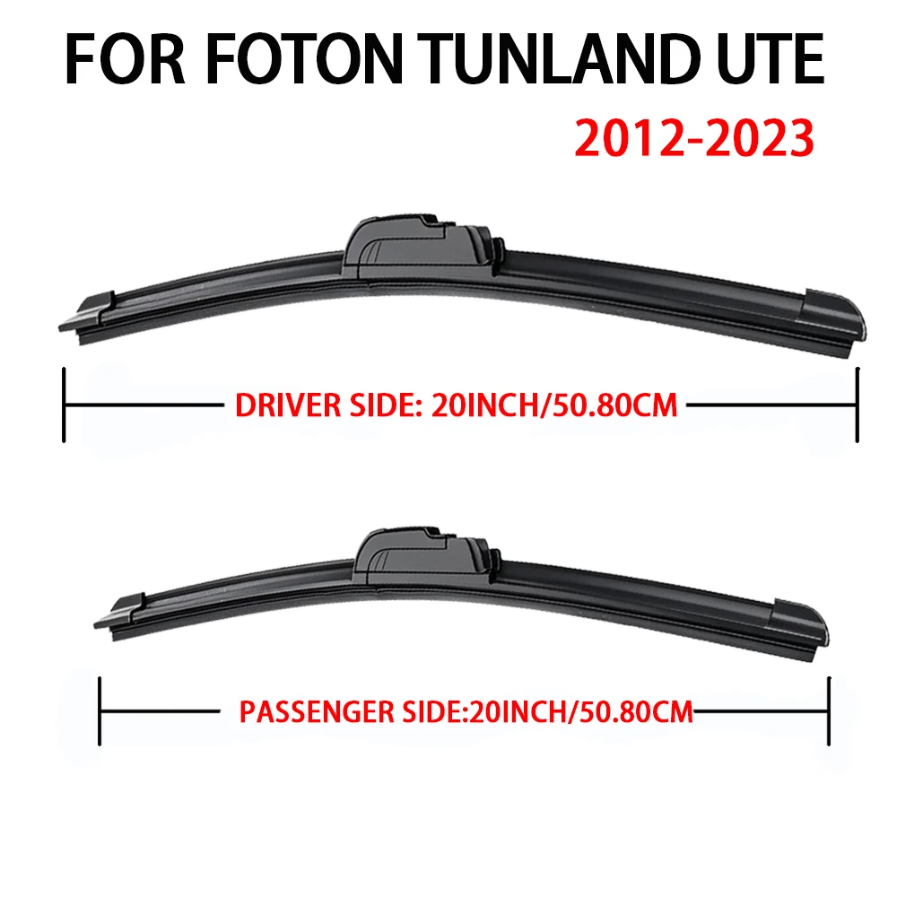 Para Foton Tunland Ute 2012-2023 20 ''+ 20'' limpiaparabrisas de coche limpiaparabrisas delanteros aptos para brazo de gancho en U limpiaparabrisas de coche