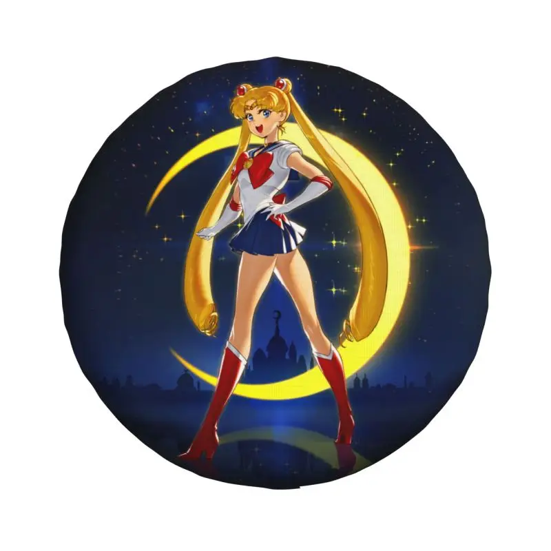 Custom Japanese Shojo Manga Sailor Spare Tire Cover for Honda CRV Anime Moon Girl 4WD 4x4 Trailer Car Wheel Protectors