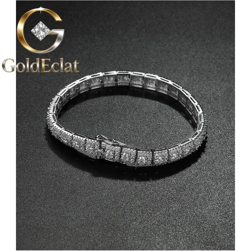 

GoldEclat Luxury Solid Platinum PT950 Women's Deluxe Moissanite Diamond Bracelet Women's Full Diamond Bracelet