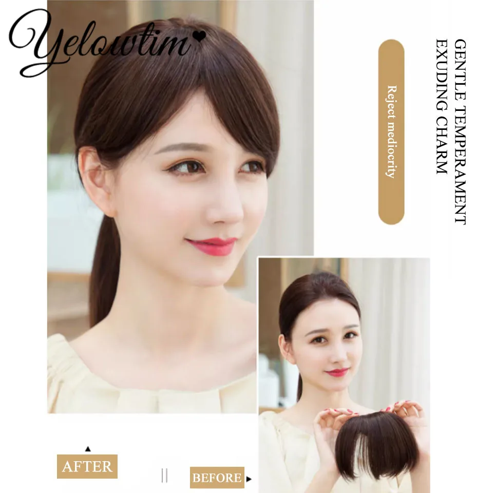 YELOWTIM Oblique Bangs Wig Piece For Women Seamless Natural Fake Bangs Wig Piece One-piece Eight Style Bangs Patch