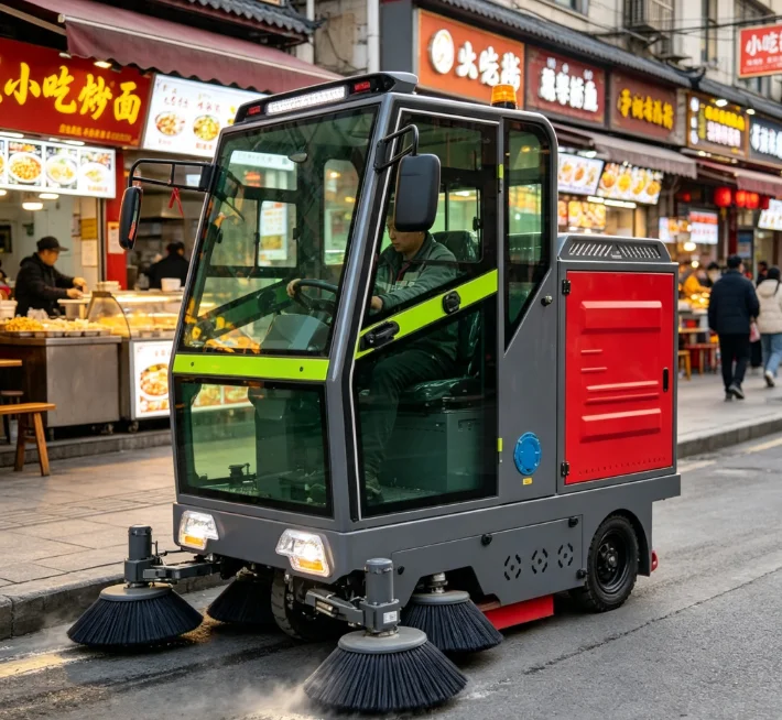 Warehouse Ride-On Sweeper Machine 48V Industrial Cleaning Equipment for Logistics Center Factory