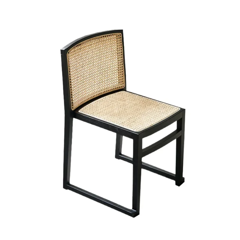 

Nordic solid wood backrest stool modern stackable rattan dining chair home bedroom makeup chair office chair restaurant