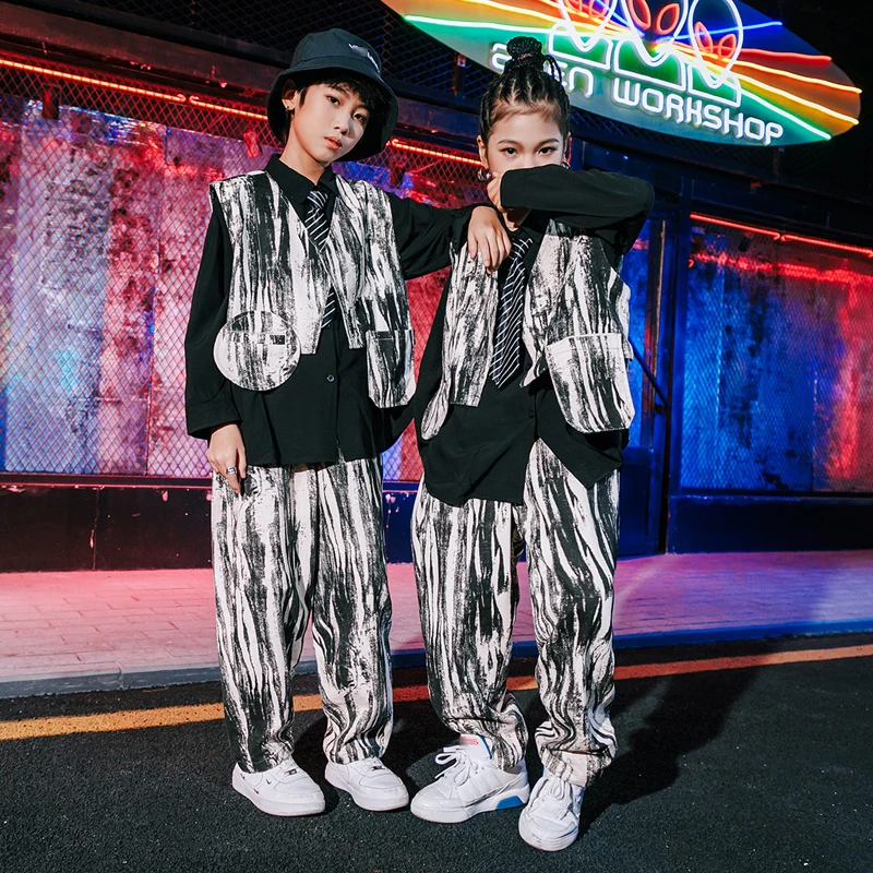

Trendy Children Costume Hip Hop Loose Vest Pants Street Dance Outfit Boys Girls Jazz Performance Wear Festival Clothing BL7884