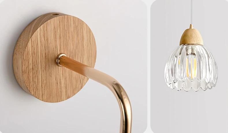 Clear Glass Ceiling Light Wood E27 Bulb