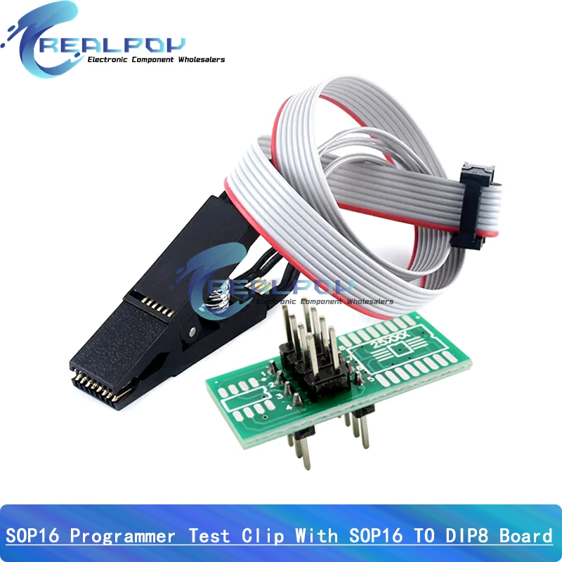 Módulo programador USB EEPROM Flash BIOS CH341A 24 25 Series con Clip de prueba SOP16 SOIC16 para 25 series RT809F TL866CS TL866A