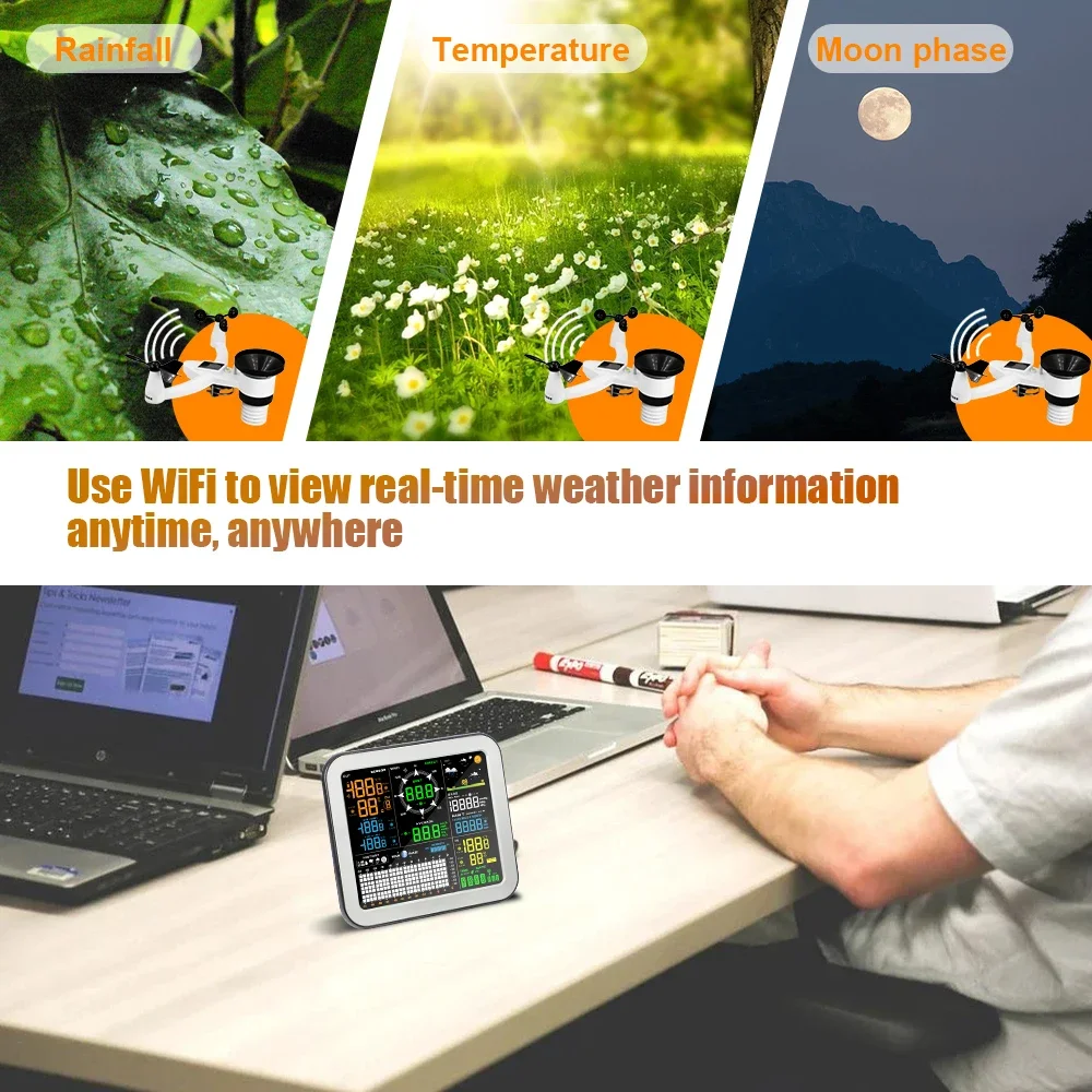 Station météo ambiante portable, sans fil, émetteur 2023 m, USB disponible, prévision météo domestique, 0345 nouveau, 100