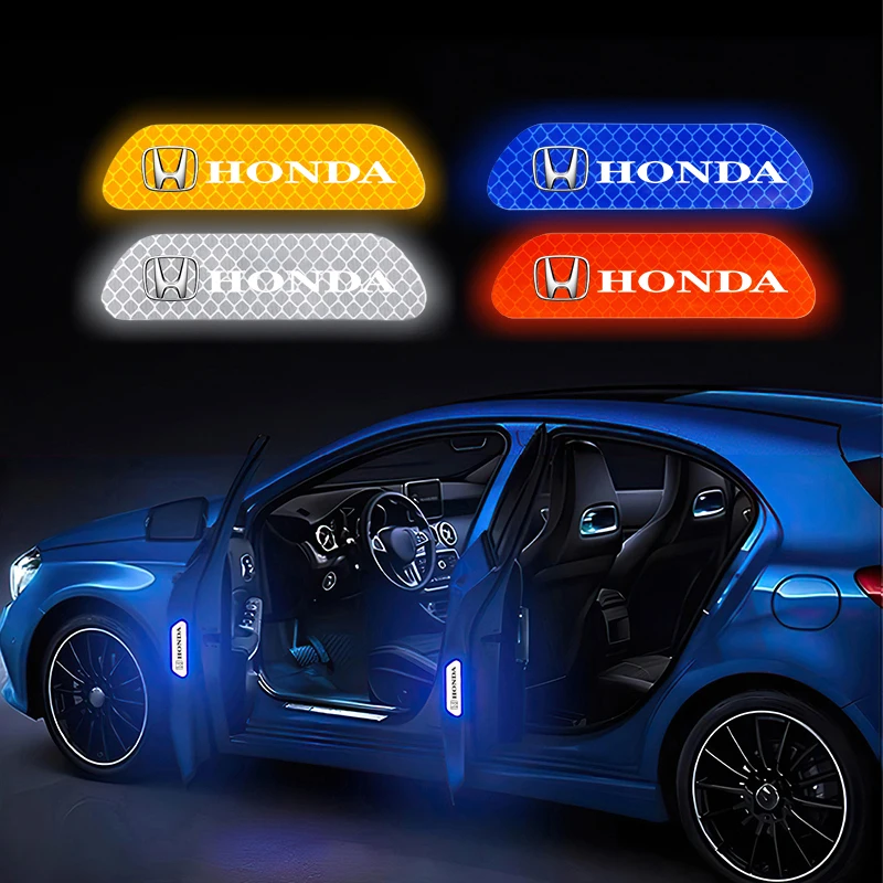 4PCS Car Stickers Door Opening Reflective Warning Sticker For Honda Civic Fit Jazz Accord Pilot CRV Odyssey Passport City HRV