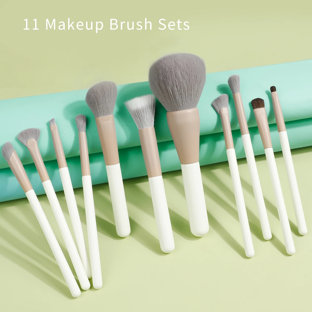 RANCAI 11pcs high-quality soft fur makeup brush set Foundation Brush Highlight Brush suitable for beginners and professiona