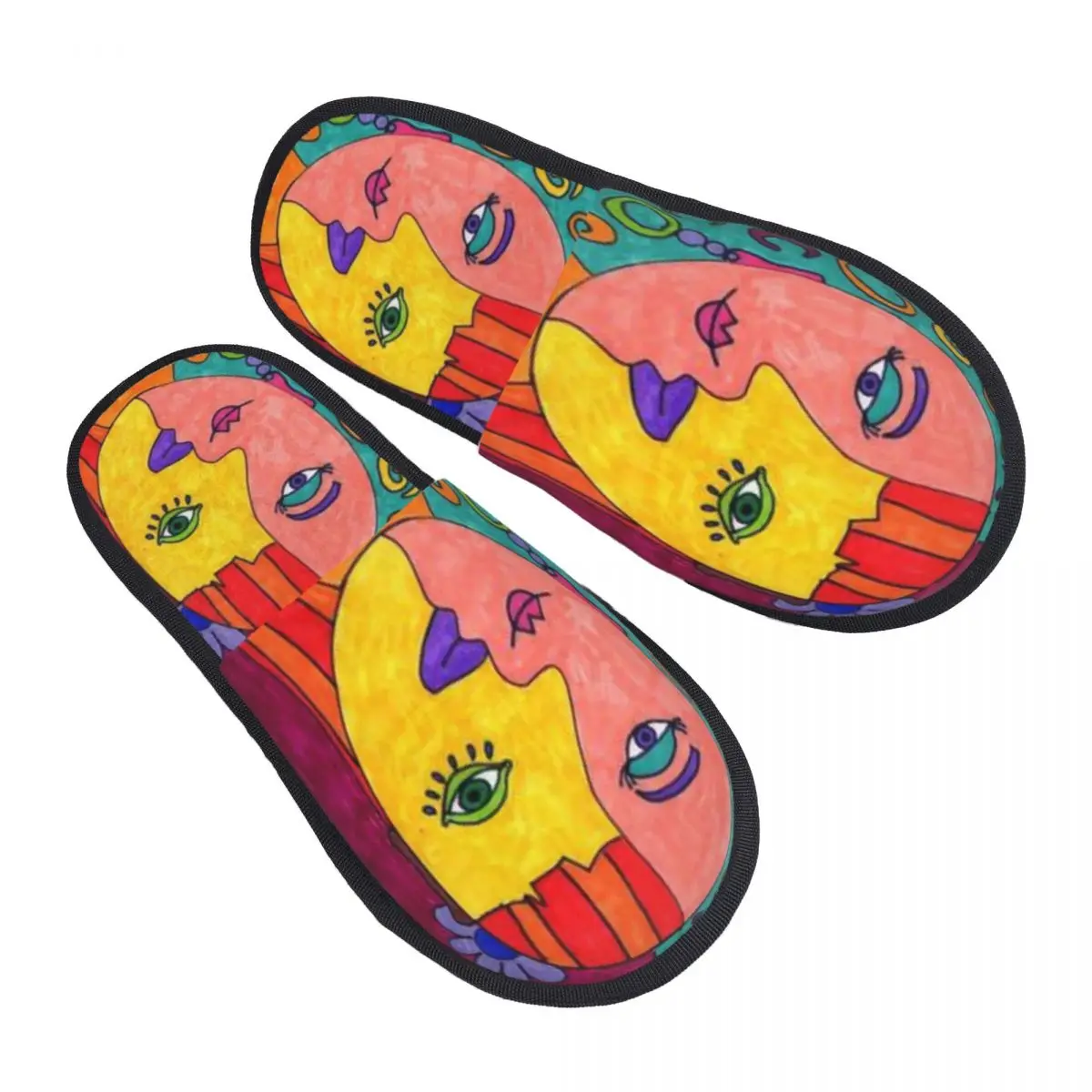 Custom Print Women Pablo Picasso Art House Slippers Soft Warm Memory Foam Fluffy Slipper Indoor Outdoor Shoes