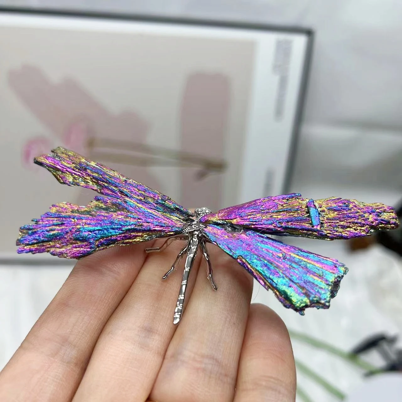 Natural Boutique Colorful tourmaline Electroplanted Dragonfly spar crafts Handmade Reiki Healing Home Home Garden Decor Gift