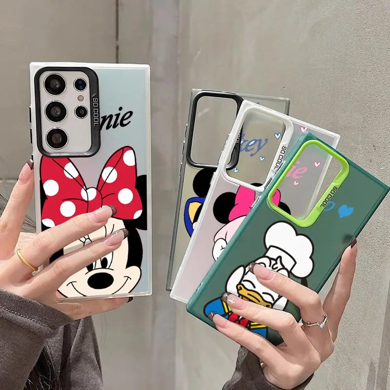 Mickey Minnie Mouse Donald Saisy Duck Phone Case for Samsung Galaxy S24 S23 Ultra S22 Plus S21 S20 FE Note 20 Plating Cover